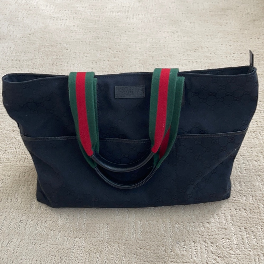 Gucci Web Zip Tote GG Canvas Medium
